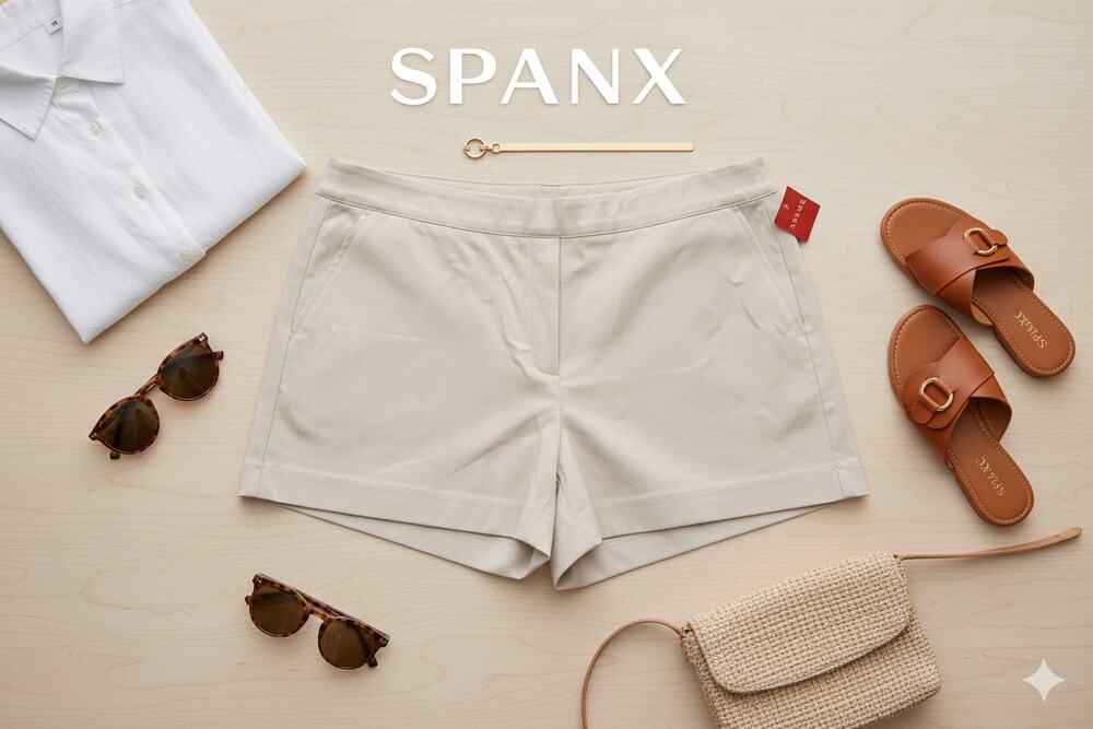 NWT Spanx Women’s Solid White On The Go 6  Shorts Sz. XL